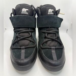 Sorel Women's Out 'N About Sport Wedge boots in black suede and leather Size 8